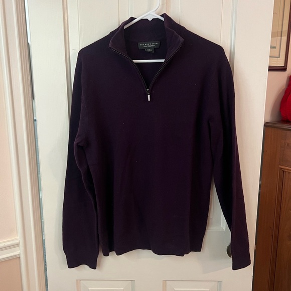 Bloomingdale's Purple quarter Zip Up cashmere Sweater with High Collar